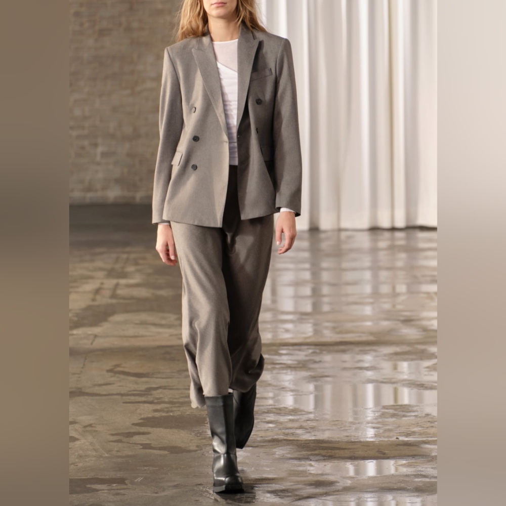 Zara Taupe Skirt Blazer Set